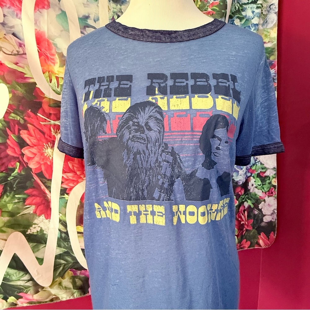 Blue Star Wars Ringer Tee, size MEDIUM